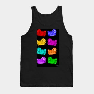 Luv Bunnies Galore - Rainbow on Black Background Tank Top